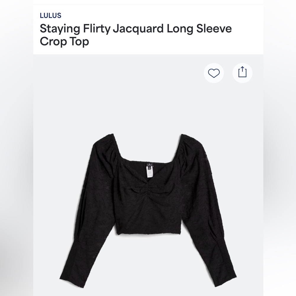 BNWT Stitch Fix Lulus Staying Flirty Jacquard Long Sleeve Crop Top